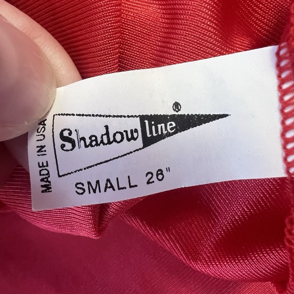 Vintage Shadowline Half Slip Red Nylon Lace Hem & Front Inset Small 26" USA - Picture 4 of 11